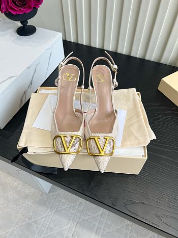 Valentino Woven Leather VLOGO Slingback Sandals In White