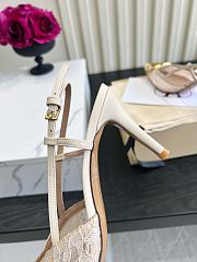 Valentino Woven Leather VLOGO Slingback Sandals In White - 5