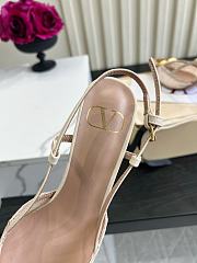 Valentino Woven Leather VLOGO Slingback Sandals In White - 3