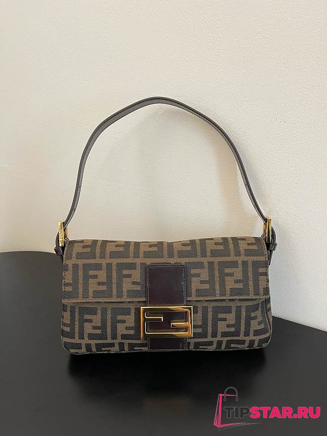 Fendi Zucca Baguette Tobacco Bag Gold Hardware - 1