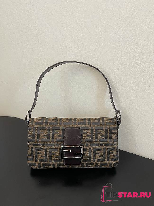Fendi Zucca Baguette Tobacco Bag Silver Hardware - 1