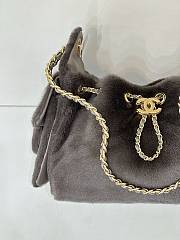 Chanel Mini 25 Hobo Bag Pony Hair Gold Hardware Charcoal Gray - 6