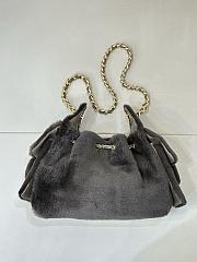 Chanel Mini 25 Hobo Bag Pony Hair Gold Hardware Charcoal Gray - 4