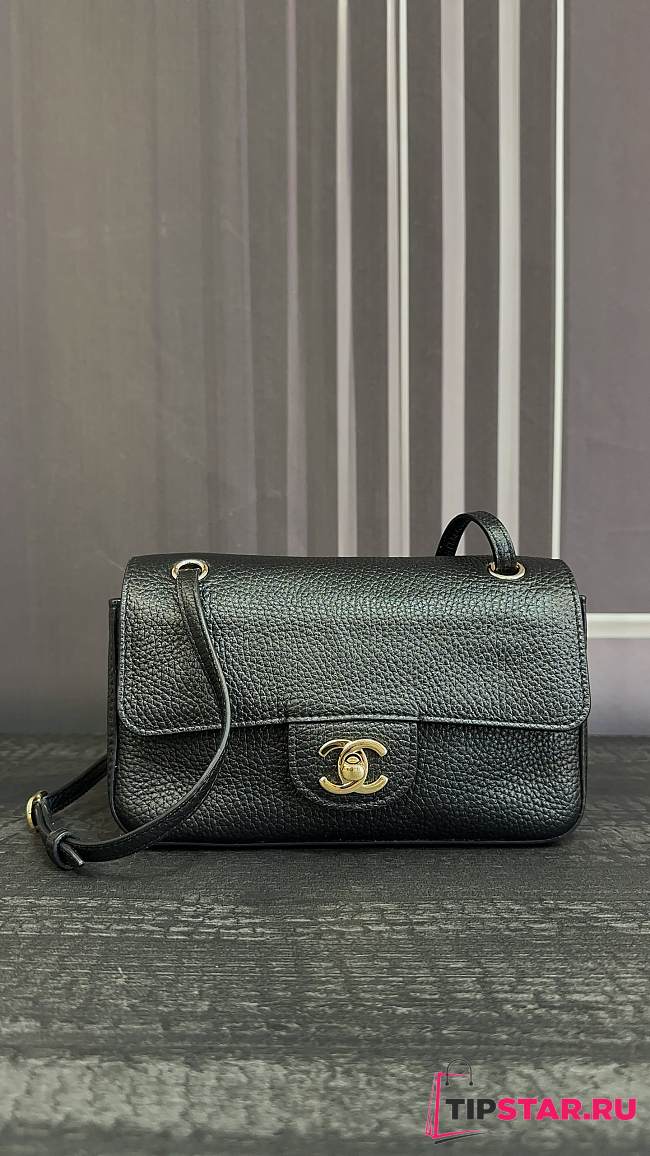 Chanel Mini Grained Calfskin Maxi Flap Bag In Black - 1