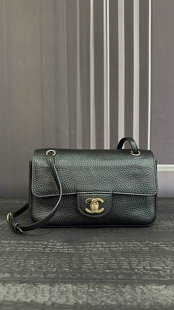 Chanel Mini Grained Calfskin Maxi Flap Bag In Black