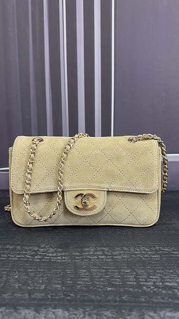 Chanel Mini Suede Maxi Flap Bag In Beige