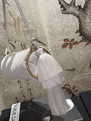 Chanel White Velvet Quilted Round Logo Tassel Bucket Bag - 5