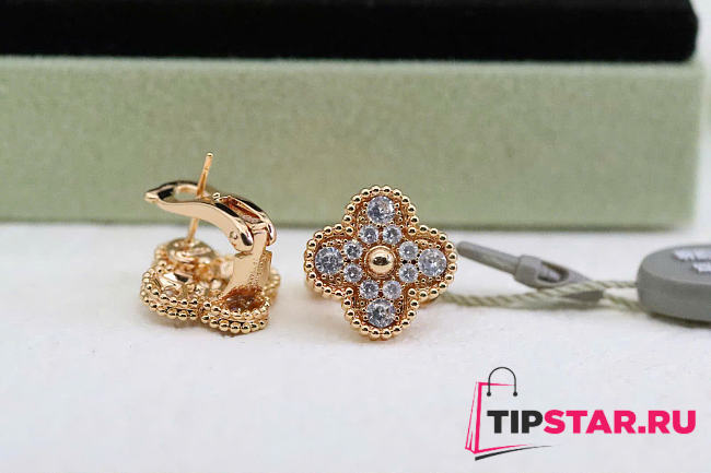 VCA Diamond Vintage Alhambra Earrings In Gold - 1