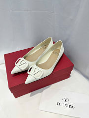 Valentino VLogo Signature Patent Leather Pointed-Toe Pumps Ivory - 1