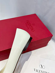 Valentino VLogo Signature Patent Leather Pointed-Toe Pumps Ivory - 5