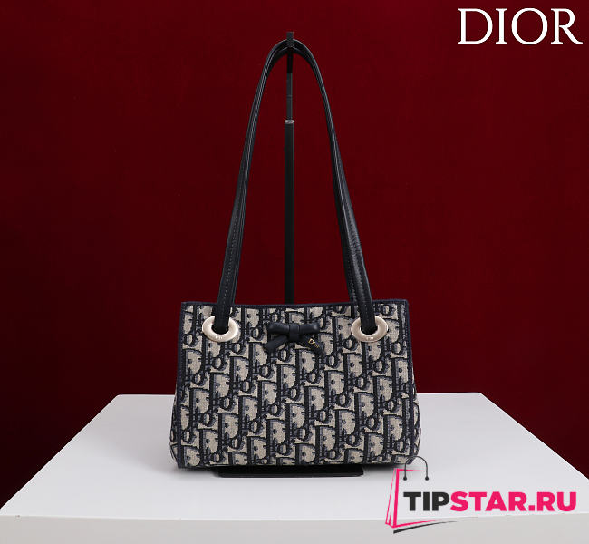 Dior Small Promenade Shopping Bag Blue Dior Oblique Jacquard - 1