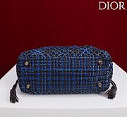 Dior Medium Sac Lady Bag Woven Calfskin In Blue/black - 6