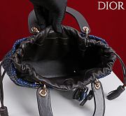 Dior Medium Sac Lady Bag Woven Calfskin In Blue/black - 5