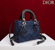 Dior Medium Sac Lady Bag Woven Calfskin In Blue/black - 3