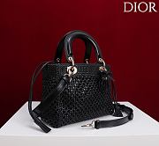 Dior Medium Sac Lady Bag Woven Calfskin In Black - 4