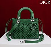 Dior Medium Sac Lady Bag Woven Calfskin In Green - 1
