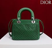 Dior Medium Sac Lady Bag Woven Calfskin In Green - 4