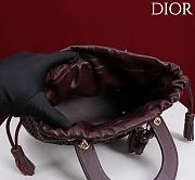 Dior Medium Sac Lady Bag Woven Calfskin In Burgundy - 6