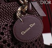 Dior Medium Sac Lady Bag Woven Calfskin In Burgundy - 5
