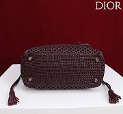 Dior Medium Sac Lady Bag Woven Calfskin In Burgundy - 4