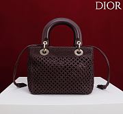 Dior Medium Sac Lady Bag Woven Calfskin In Burgundy - 3