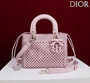 Dior Medium Sac Lady Bag Woven Calfskin In Pink - 1