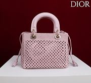 Dior Medium Sac Lady Bag Woven Calfskin In Pink - 5