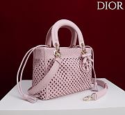 Dior Medium Sac Lady Bag Woven Calfskin In Pink - 2