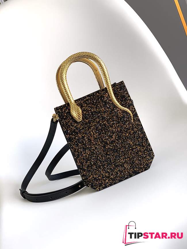 Bvlgari Mini Crystal Dust Tote Shades Of Black Champagne Gold - 1