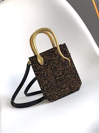 Bvlgari Mini Crystal Dust Tote Shades Of Black Champagne Gold