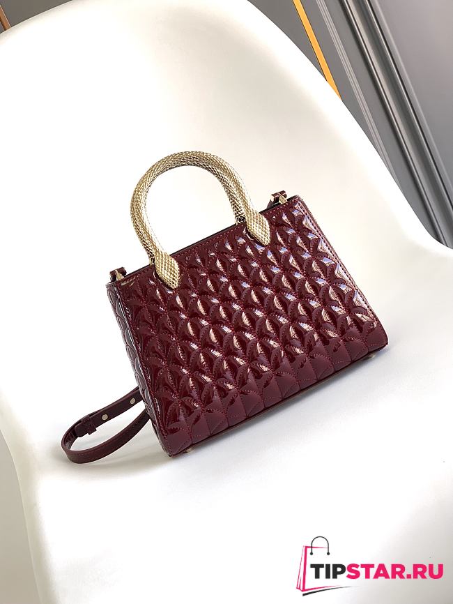 Bvlgari Serpentine Duo Top Handle Bag In Burgundy - 1