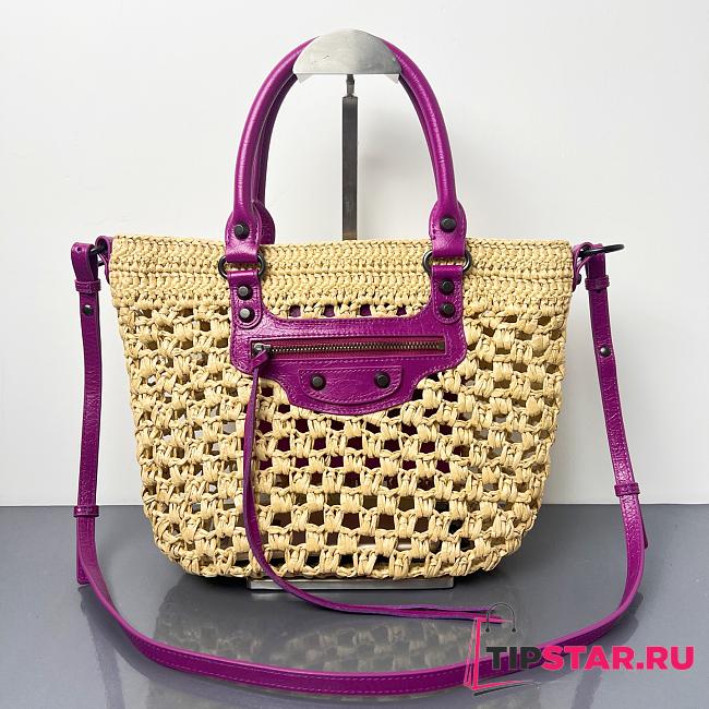 Balenciaga Women's Le City Basket Small in Natural/purple - 1