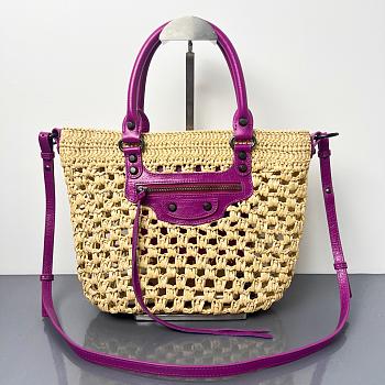 Balenciaga Women's Le City Basket Small in Natural/purple