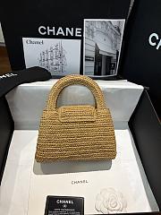 Chanel Braided Raffia Nano Kelly Flap Bag Dark Beige - 4