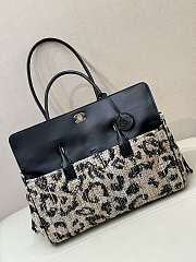 Chanel Small Shopping Bag Black & Cream Tweed - 4