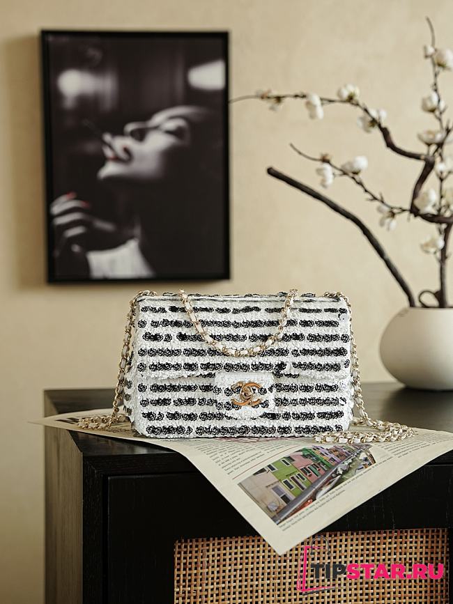 Chanel Camellia Sequin Mini Flap Bag - 1