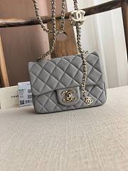 Chanel Grey Quilted Lambskin Nano Rectangular Flap Bag - 1