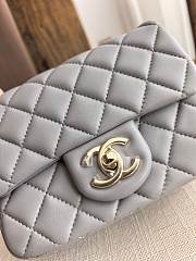 Chanel Grey Quilted Lambskin Nano Rectangular Flap Bag - 3