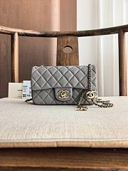 Chanel Grey Quilted Lambskin Mini Rectangular Flap Bag - 1