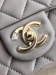 Chanel Grey Quilted Lambskin Mini Rectangular Flap Bag - 5