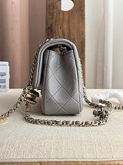 Chanel Grey Quilted Lambskin Mini Rectangular Flap Bag - 4