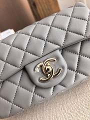 Chanel Grey Quilted Lambskin Mini Rectangular Flap Bag - 3