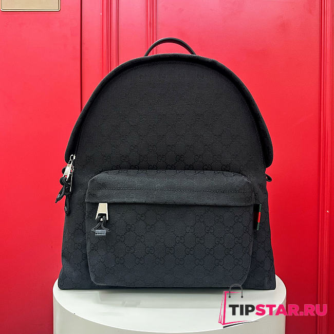Gucci Medium GG Backpack In Black Canvas - 1
