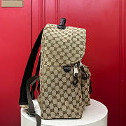 Gucci Medium GG Backpack In Beige Canvas - 4