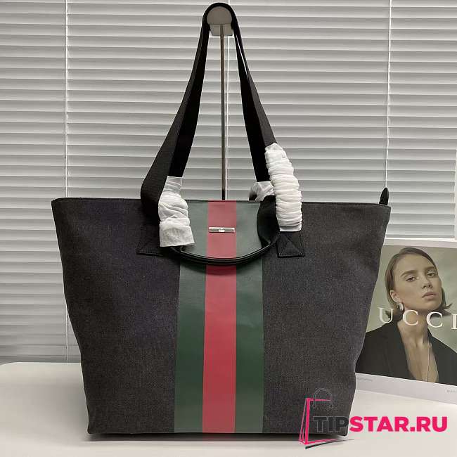 Gucci Positano medium tote bag Black washed-effect canvas - 1
