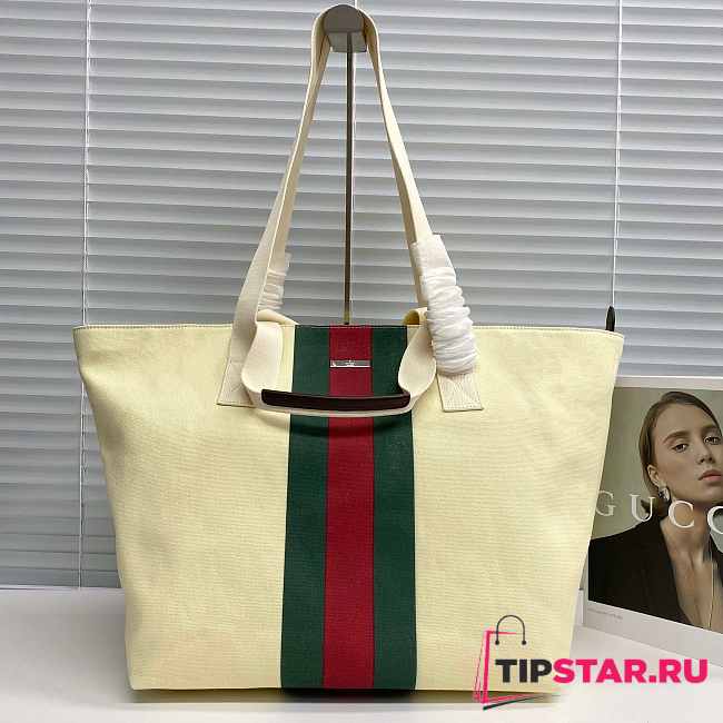 Gucci Positano medium tote bag Ivory washed-effect canvas - 1