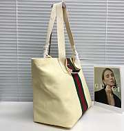 Gucci Positano medium tote bag Ivory washed-effect canvas - 4