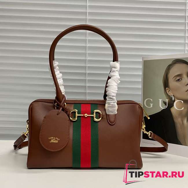 Gucci 28 Borsetto boston bag chestnut leather - 1