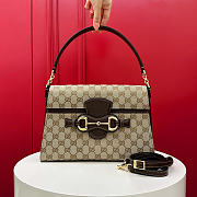 Gucci Horsebit Duomo medium top handle bag sand and brown GG canvas - 1