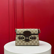 Gucci Horsebit Duomo small top handle bag sand and brown GG canvas - 5